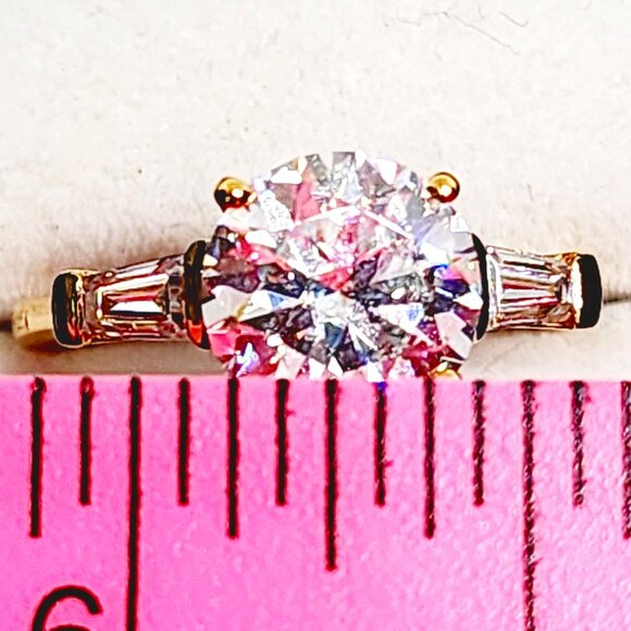 Moissanite engagement/promise ring in 14K YG over 925 Sterling 3.40 tcw sz 8 - Picture 3 of 6